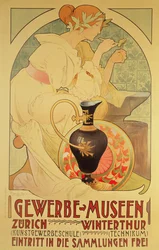 Plakat som reklamerer for handelsmuseene, Zürich